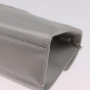 Salvatore Ferragamo Gancini Chain Shoulder Bag Satin Gray Silver Auth 210053A-15