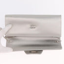 Salvatore Ferragamo Gancini Chain Shoulder Bag Satin Gray Silver Auth 210053A-18