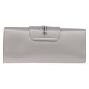 Salvatore Ferragamo Gancini Chain Shoulder Bag Satin Gray Silver Auth 210053A-4