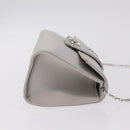 Salvatore Ferragamo Gancini Chain Shoulder Bag Satin Gray Silver Auth 210053A-5