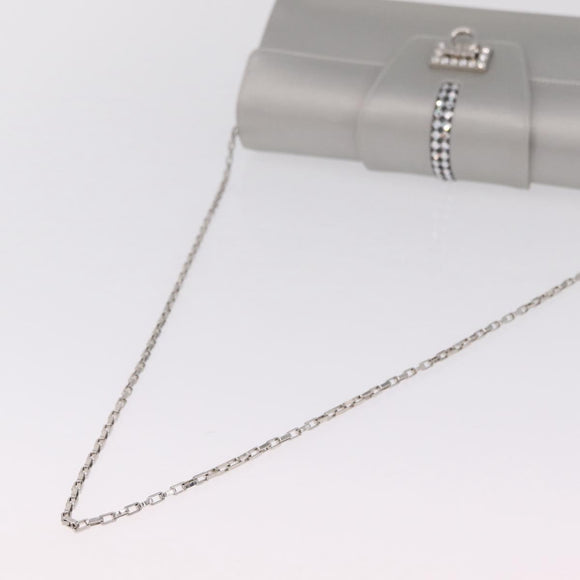 Salvatore Ferragamo Gancini Chain Shoulder Bag Satin Gray Silver Auth 210053A
