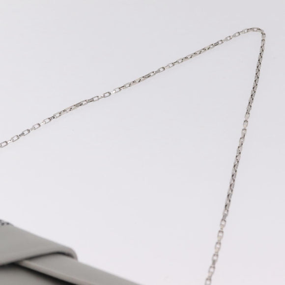 Salvatore Ferragamo Gancini Chain Shoulder Bag Satin Gray Silver Auth 210053A