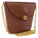 Tiffany & Co. Chain Shoulder Bag Leather Brown Gold Auth 210055-1