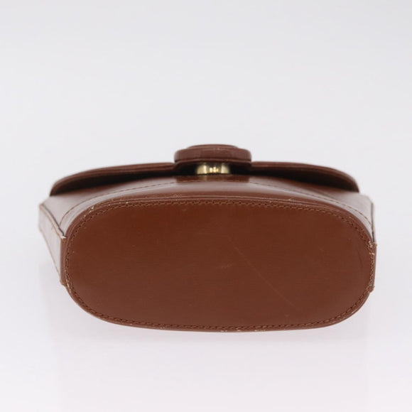 Tiffany & Co. Chain Shoulder Bag Leather Brown Gold Auth 210055