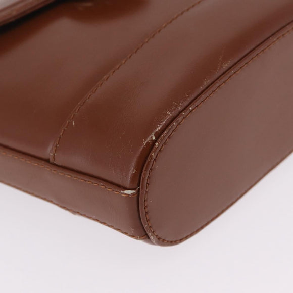 Tiffany & Co. Chain Shoulder Bag Leather Brown Gold Auth 210055