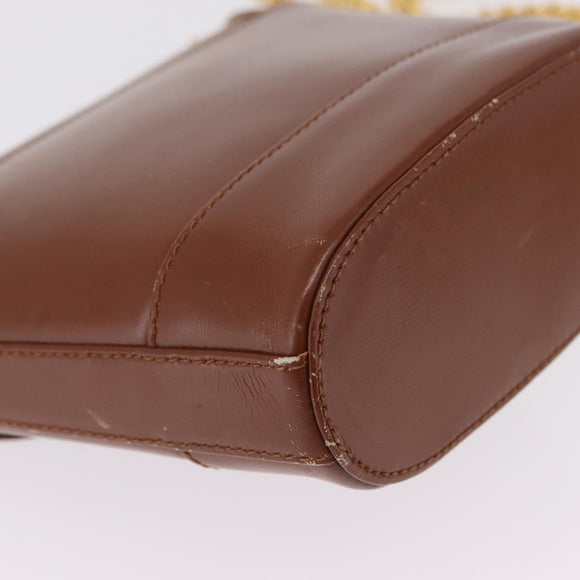 Tiffany & Co. Chain Shoulder Bag Leather Brown Gold Auth 210055