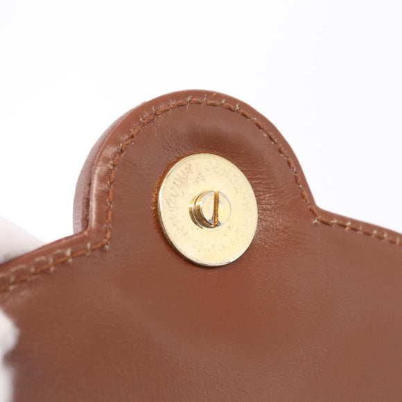 Tiffany & Co. Chain Shoulder Bag Leather Brown Gold Auth 210055