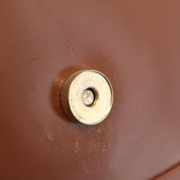 Tiffany & Co. Chain Shoulder Bag Leather Brown Gold Auth 210055