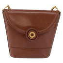 Tiffany & Co. Chain Shoulder Bag Leather Brown Gold Auth 210055-2