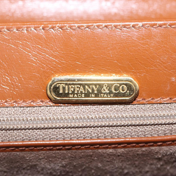 Tiffany & Co. Chain Shoulder Bag Leather Brown Gold Auth 210055