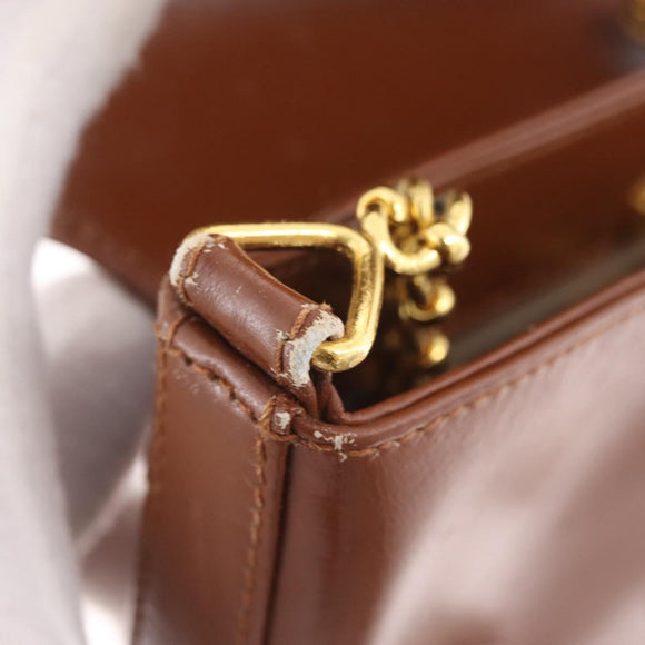 Tiffany & Co. Chain Shoulder Bag Leather Brown Gold Auth 210055