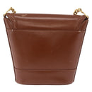 Tiffany & Co. Chain Shoulder Bag Leather Brown Gold Auth 210055-3
