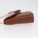 Tiffany & Co. Chain Shoulder Bag Leather Brown Gold Auth 210055-7