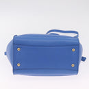 Salvatore Ferragamo Gancini Amy Hand Bag Leather 2way Blue Gold Auth 210060V-11