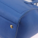Salvatore Ferragamo Gancini Amy Hand Bag Leather 2way Blue Gold Auth 210060V-13