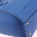 Salvatore Ferragamo Gancini Amy Hand Bag Leather 2way Blue Gold Auth 210060V-14