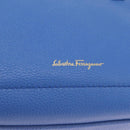 Salvatore Ferragamo Gancini Amy Hand Bag Leather 2way Blue Gold Auth 210060V-16