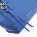Salvatore Ferragamo Gancini Amy Hand Bag Leather 2way Blue Gold Auth 210060V-17