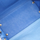 Salvatore Ferragamo Gancini Amy Hand Bag Leather 2way Blue Gold Auth 210060V-20