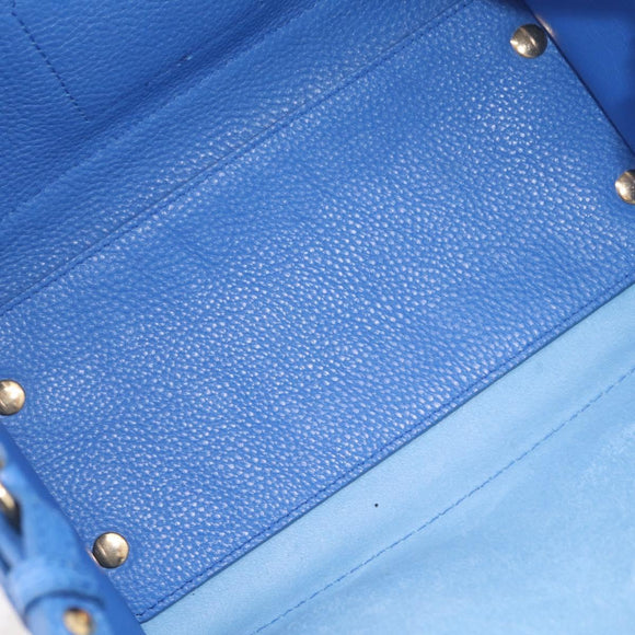 Salvatore Ferragamo Gancini Amy Hand Bag Leather 2way Blue Gold Auth 210060V
