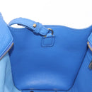 Salvatore Ferragamo Gancini Amy Hand Bag Leather 2way Blue Gold Auth 210060V-22