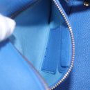 Salvatore Ferragamo Gancini Amy Hand Bag Leather 2way Blue Gold Auth 210060V-24