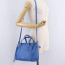 Salvatore Ferragamo Gancini Amy Hand Bag Leather 2way Blue Gold Auth 210060V-26