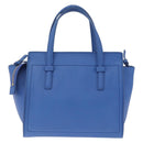 Salvatore Ferragamo Gancini Amy Hand Bag Leather 2way Blue Gold Auth 210060V-3