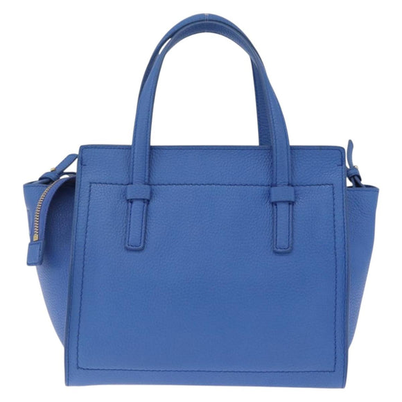 Salvatore Ferragamo Gancini Amy Hand Bag Leather 2way Blue Gold Auth 210060V