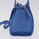 Salvatore Ferragamo Gancini Amy Hand Bag Leather 2way Blue Gold Auth 210060V-4