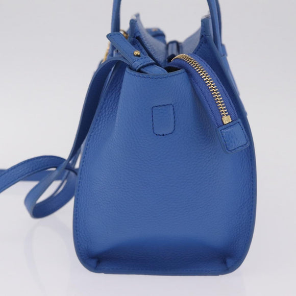 Salvatore Ferragamo Gancini Amy Hand Bag Leather 2way Blue Gold Auth 210060V