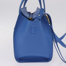 Salvatore Ferragamo Gancini Amy Hand Bag Leather 2way Blue Gold Auth 210060V-5