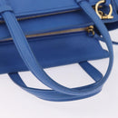 Salvatore Ferragamo Gancini Amy Hand Bag Leather 2way Blue Gold Auth 210060V-7