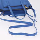 Salvatore Ferragamo Gancini Amy Hand Bag Leather 2way Blue Gold Auth 210060V-9