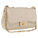 Bally Chain Shoulder Bag Leather Gold Auth 210061A-1