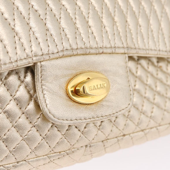 Bally Chain Shoulder Bag Leather Gold Auth 210061A