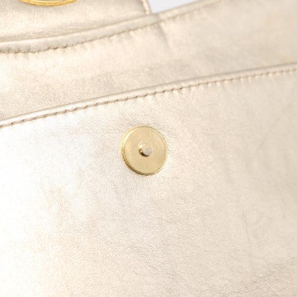 Bally Chain Shoulder Bag Leather Gold Auth 210061A