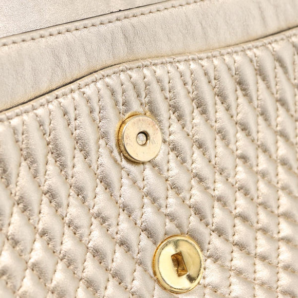Bally Chain Shoulder Bag Leather Gold Auth 210061A