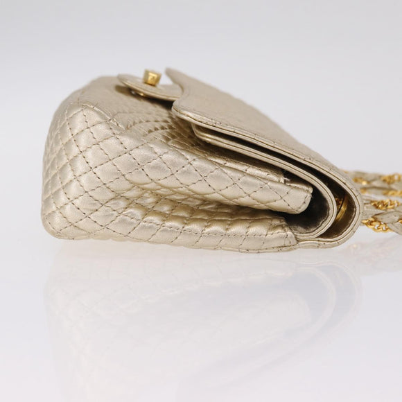 Bally Chain Shoulder Bag Leather Gold Auth 210061A