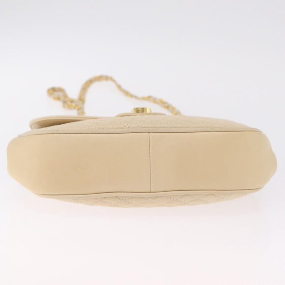 Bally Chain Shoulder Bag Leather Ivory Gold Auth 210062A