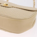 Bally Chain Shoulder Bag Leather Ivory Gold Auth 210062A-12