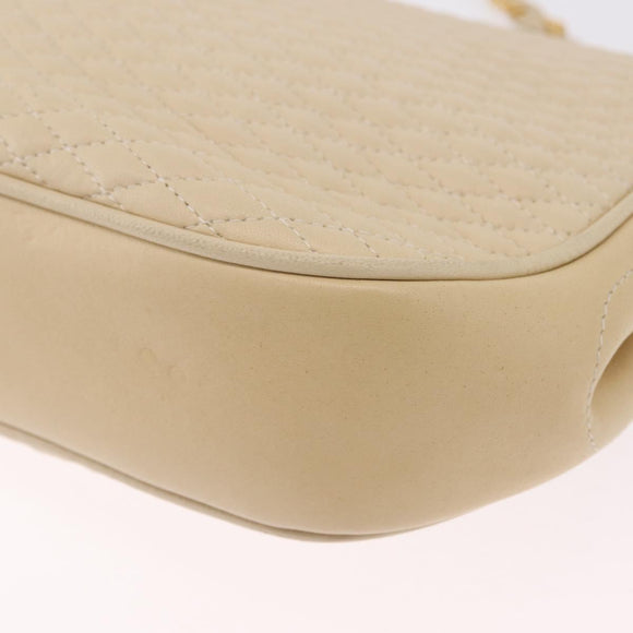 Bally Chain Shoulder Bag Leather Ivory Gold Auth 210062A