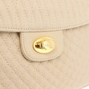 Bally Chain Shoulder Bag Leather Ivory Gold Auth 210062A-15