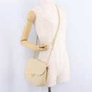 Bally Chain Shoulder Bag Leather Ivory Gold Auth 210062A-28
