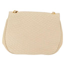 Bally Chain Shoulder Bag Leather Ivory Gold Auth 210062A-3