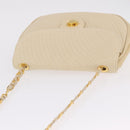 Bally Chain Shoulder Bag Leather Ivory Gold Auth 210062A-6