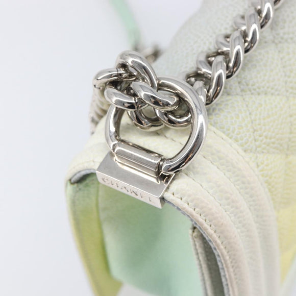 CHANEL Chain Matelasse Boy Chanel Bag Caviar Skin Multicolor CC Auth 210066SAM