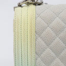 CHANEL Chain Matelasse Boy Chanel Bag Caviar Skin Multicolor CC Auth 210066SAM-4