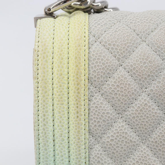 CHANEL Chain Matelasse Boy Chanel Bag Caviar Skin Multicolor CC Auth 210066SAM