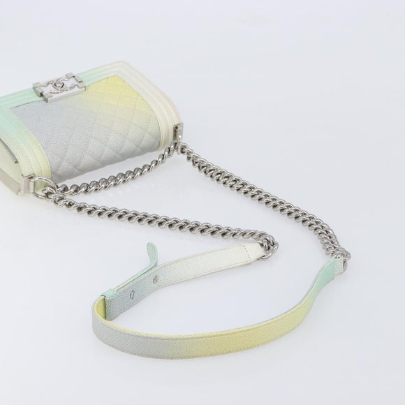 CHANEL Chain Matelasse Boy Chanel Bag Caviar Skin Multicolor CC Auth 210066SAM